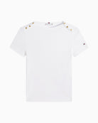 Tommy Hilfiger gold button slim tee front view – Áines Boutique