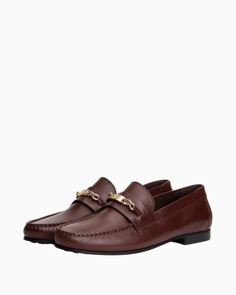 Tommy Hilfiger leather horsebit loafers front view – Áines Boutique