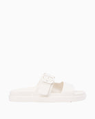 Cream Tommy Hilfiger light double strap sandal front angled view on white background – Áines Boutique