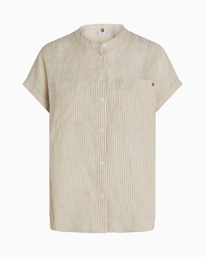 Tommy Hilfiger - Linen Collarless Blouse