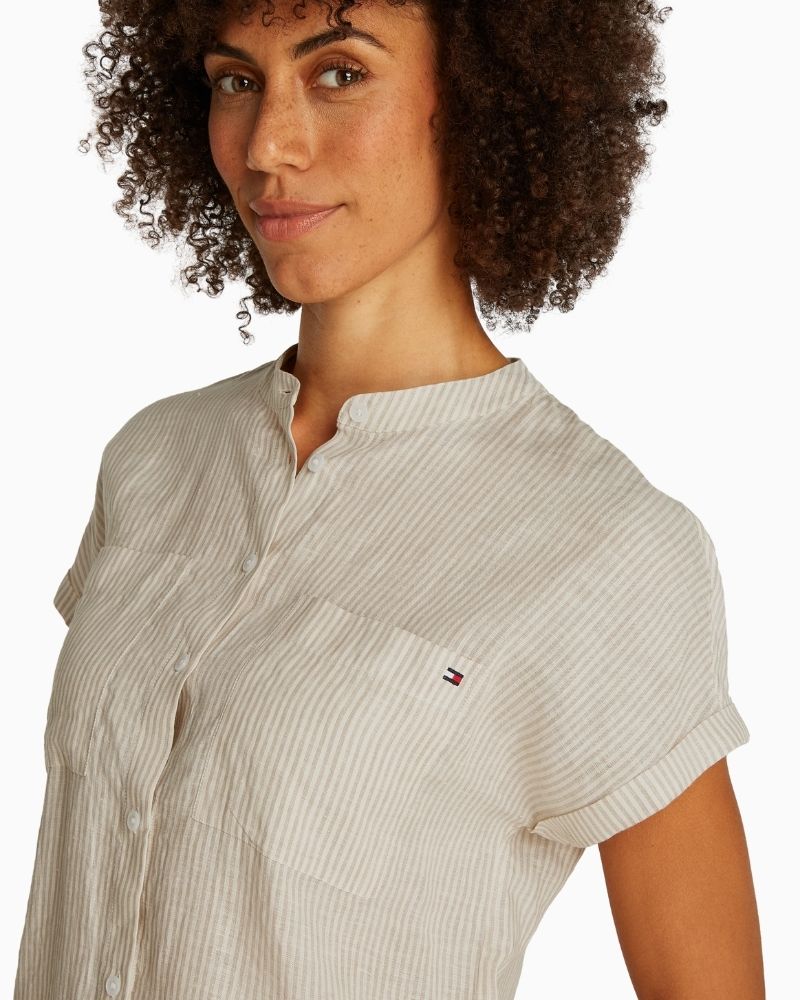 Tommy Hilfiger - Linen Collarless Blouse