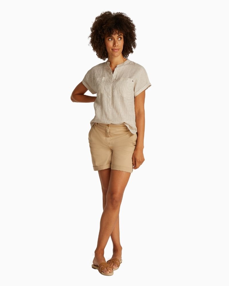 Tommy Hilfiger - Linen Collarless Blouse
