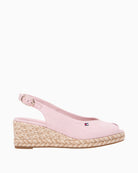 Pink Tommy Hilfiger mid wedge espadrille slingback angled view on white background – Áines Boutique