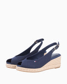 Navy Tommy Hilfiger mid wedge espadrille pair view – Áines Boutique