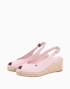 Pink Tommy Hilfiger wedge sandal front view with open toe – Áines Boutique