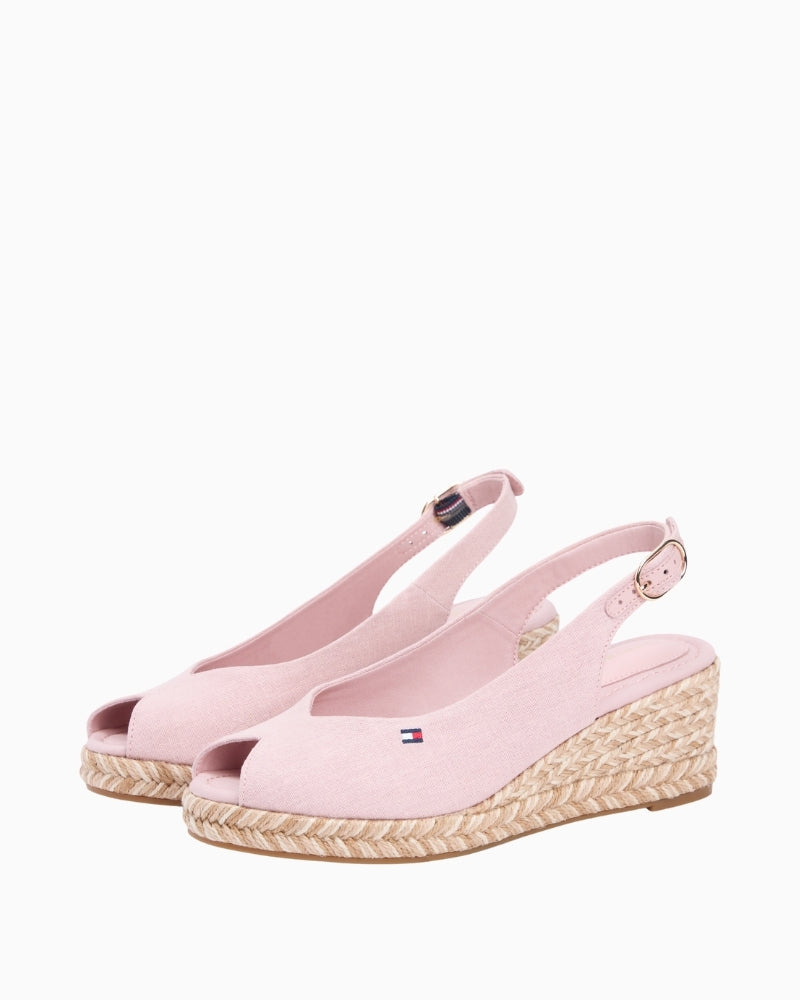 Pink Tommy Hilfiger wedge sandal front view with open toe – Áines Boutique