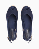 Navy Tommy Hilfiger wedge sandal front view with open toe – Áines Boutique