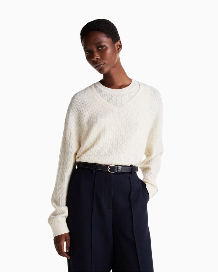 Tommy Hilfiger - Mini Cable V Neck Sweater 