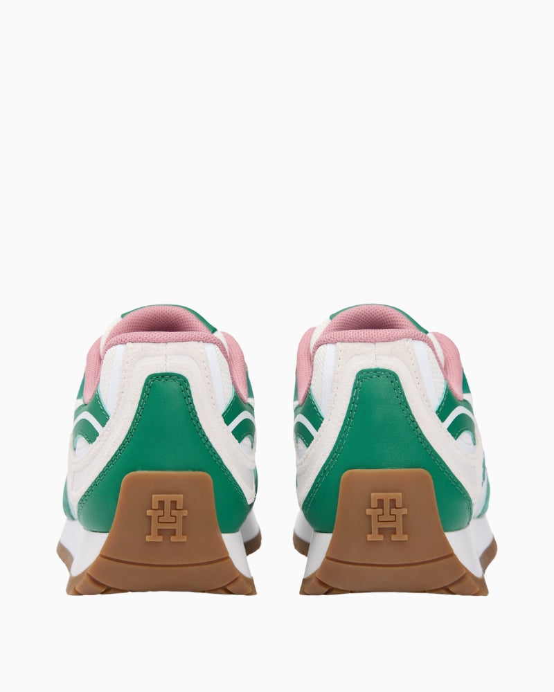 Back view of low-cut trainer with branded heel tab