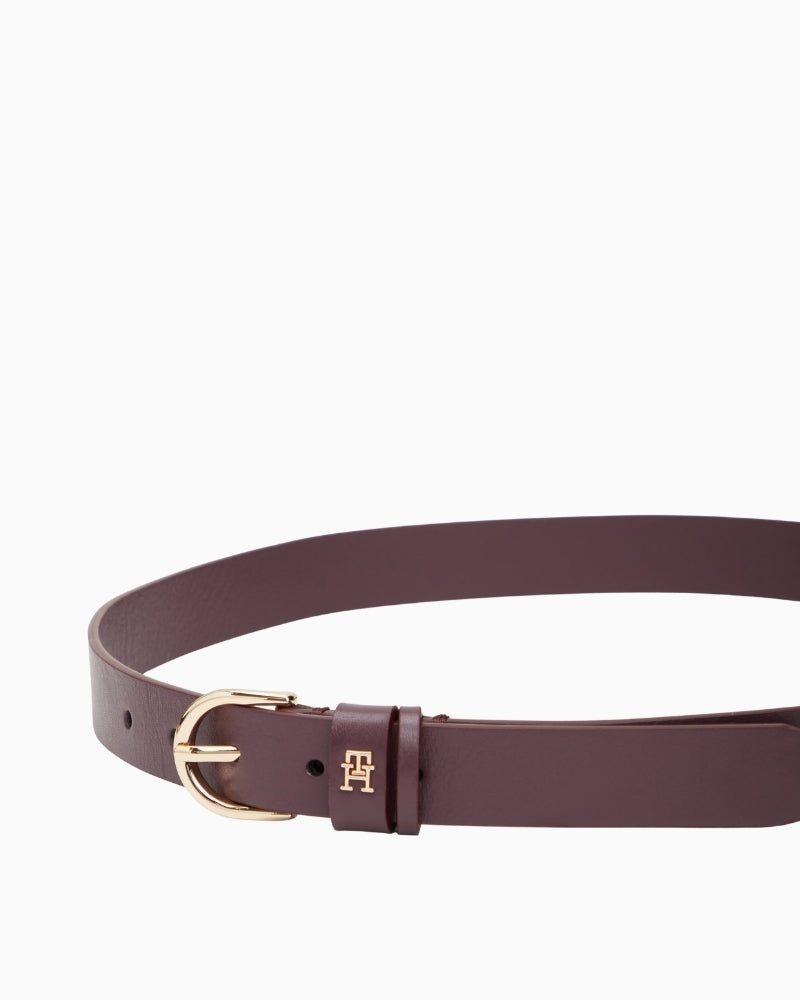 Close-up of TH monogram plaque on belt keeper