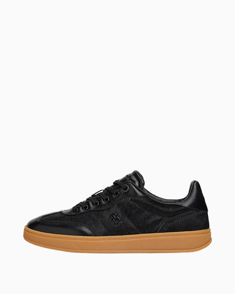 Tommy Hilfiger monogram trainers with leather and suede textures