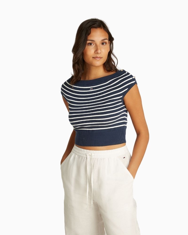 Tommy Hilfiger - Off Shoulder Stripe Sweater