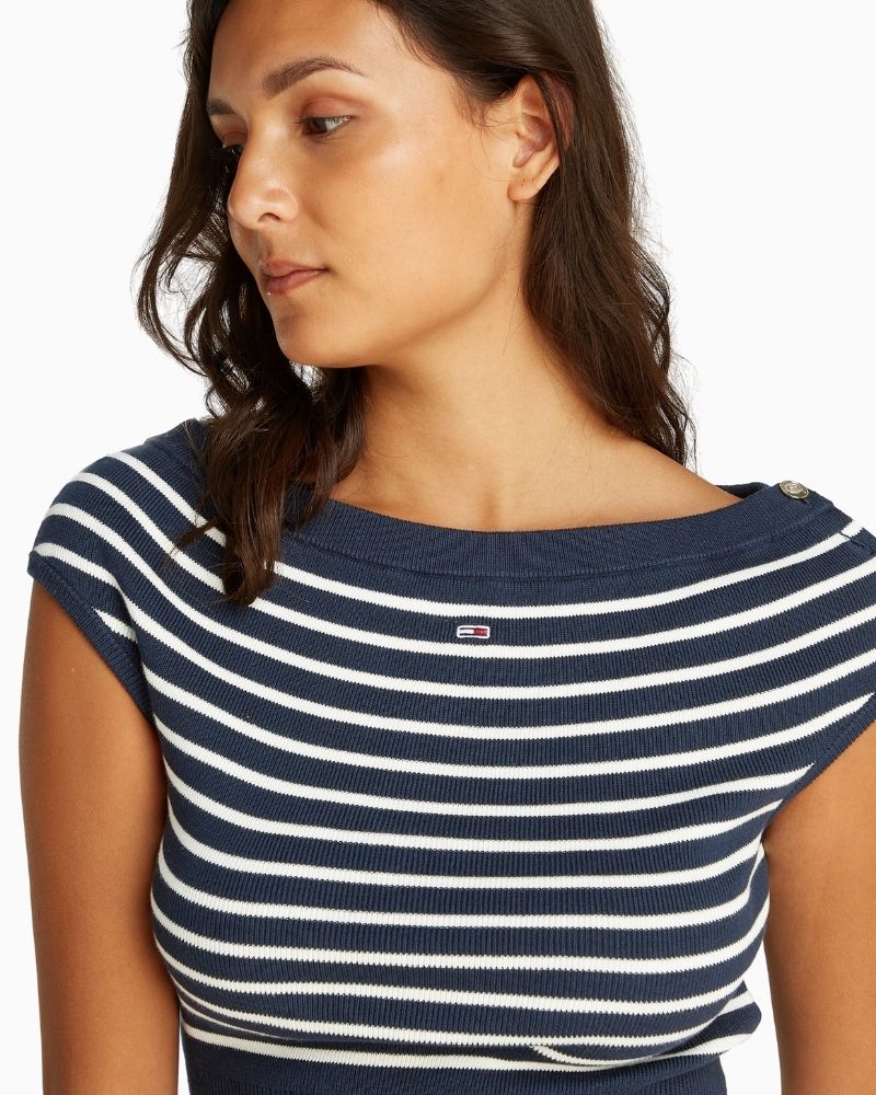 Tommy Hilfiger - Off Shoulder Stripe Sweater