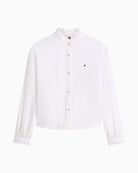 Tommy Hilfiger oxford crop ruffle shirt front view – Áines Boutique