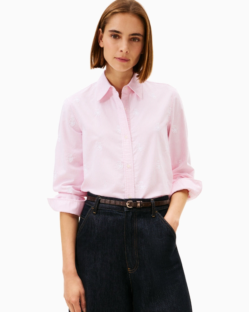 Front view of Tommy Hilfiger pink Oxford relaxed shirt