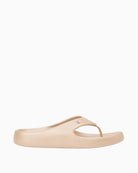 Cream Tommy Hilfiger pearlized summer sandal angled view on white background – Áines Boutique