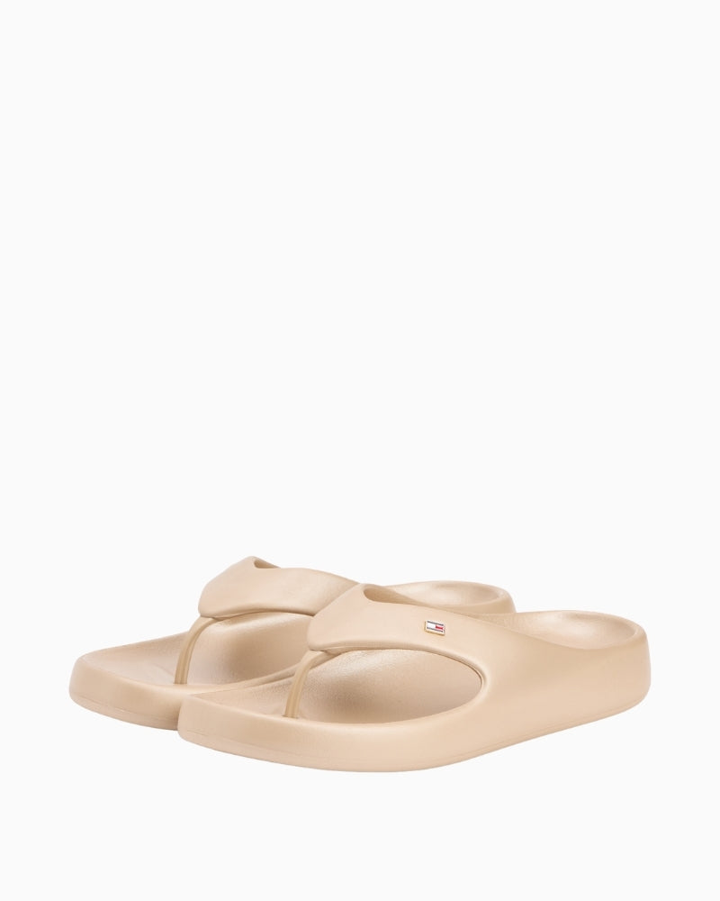 Cream Tommy Hilfiger pearlized summer sandals paired view – Áines Boutique