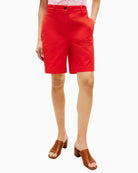 Red chino short tailored leg detail – Áines Boutique