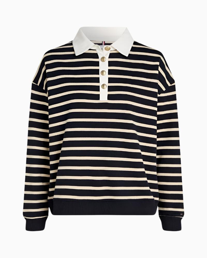 Tommy Hilfiger - Regular Strip Gold Buttonn Polo Sweatshirt 