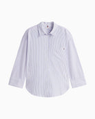 Front view of relaxed fit shirt with chest pocket and subtle Tommy branding