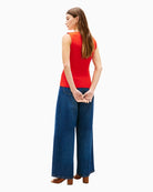 Back of Sleeveless slim-fit ribbed tank in red by Tommy Hilfiger – Áines Boutique