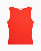 Tommy Hilfiger rib slim boat-neck tank red front view – Áines Boutique