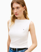 Boat neckline detail on Tommy Hilfiger ribbed tank top – Áines Boutique
