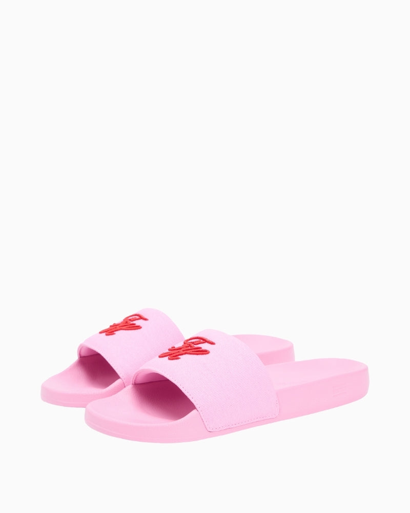 Pink Tommy Hilfiger pool slides paired view – Áines Boutique