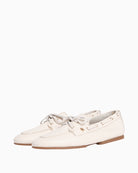 Cream Tommy Hilfiger sleek leather boat shoes paired view – Áines Boutique