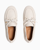 Cream Tommy Hilfiger boat shoe top view with stitched leather finish – Áines Boutique