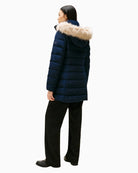 Back view of Tommy Hilfiger slim coat in navy with fitted silhouette