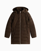 Tommy Hilfiger slim down coat with faux fur hood and zip front