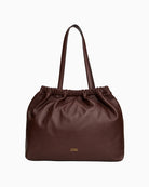 Tommy Hilfiger soft brown leather tote bag with twin handles