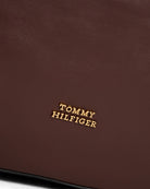 Large leather tote in brown with subtle Tommy branding