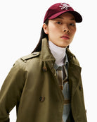 Front view of red TH embroidered baseball cap