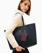 TH Icon monogram tote bag styled with casual everyday outfit