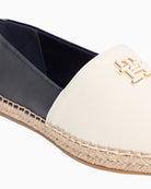 Tommy Hilfiger leather espadrille close-up of stitching and rope trim – Áines Boutique