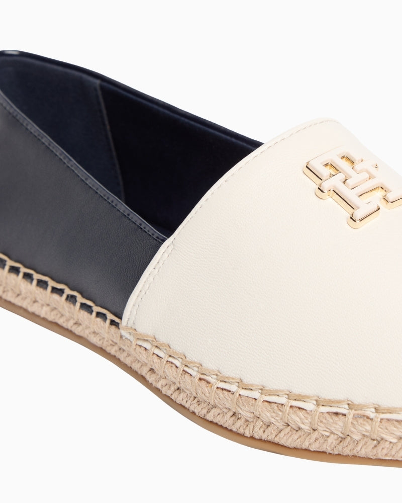 Tommy Hilfiger leather espadrille close-up of stitching and rope trim – Áines Boutique
