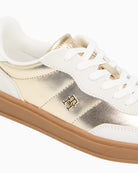 Close-up of debossed Tommy Hilfiger logo on tongue