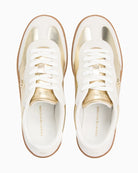 Top view showing quilted stitching and lace-up front