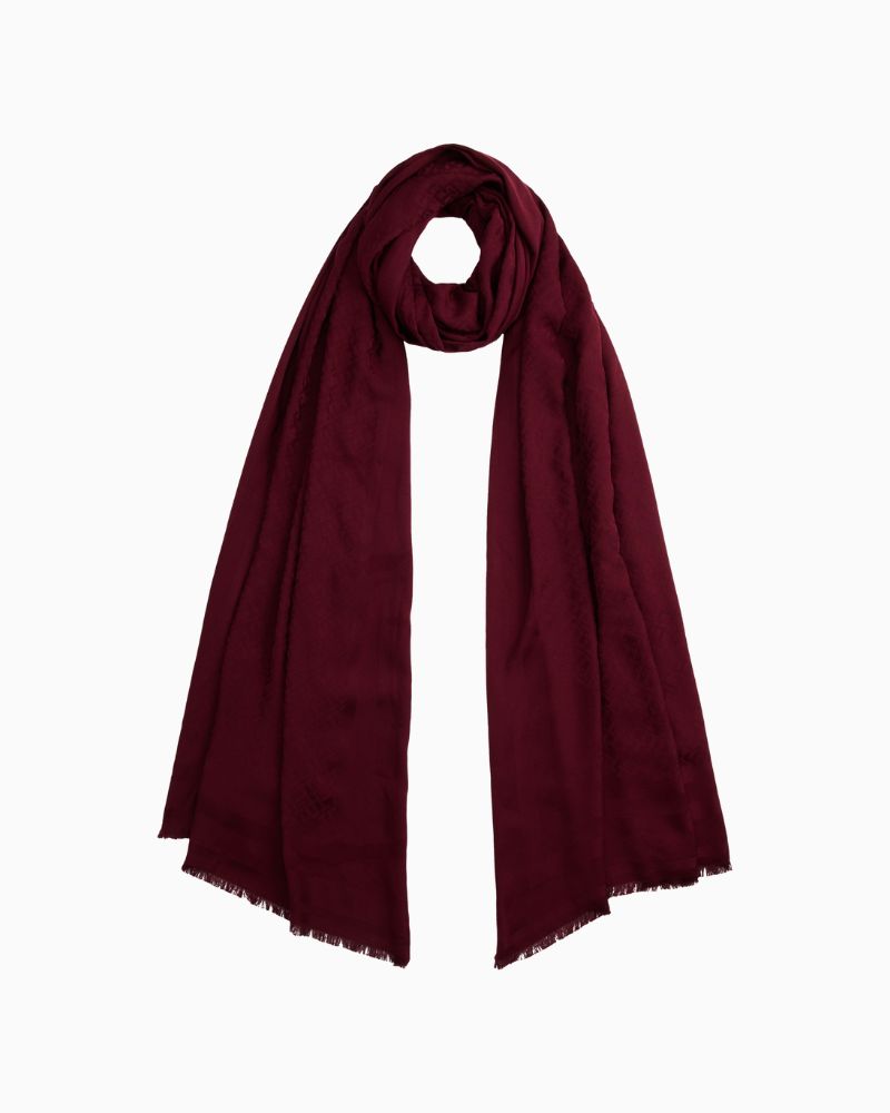 Tommy Hilfiger monogram scarf in deep rouge modal with lightweight drape