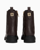 Tommy Hilfiger brown pebbled leather lace-up boots with TH plaque detail