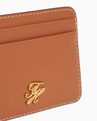 Tommy Hilfiger TH Script leather card holder tan logo detail – Áines Boutique