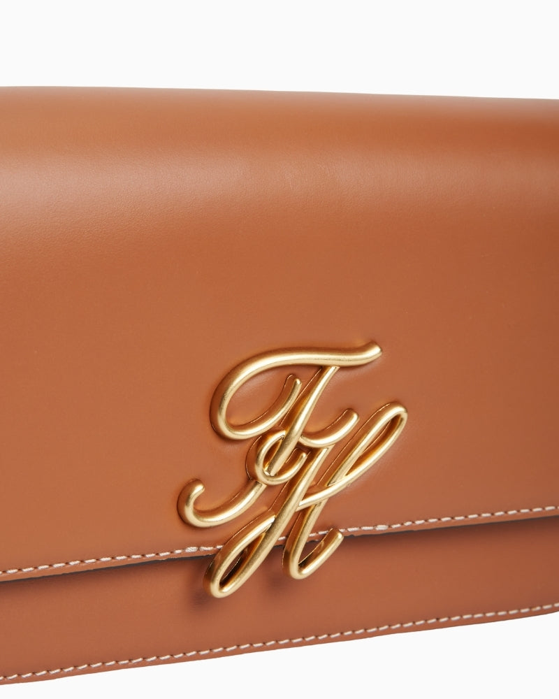 Tommy Hilfiger TH Script flap crossover tan logo detail – Áines Boutique