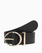 Tommy Hilfiger TH Style 5.0 leather belt black front view – Áines Boutique