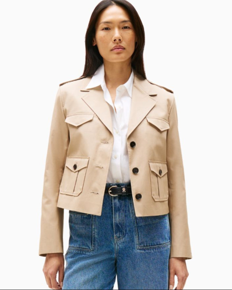 Tommy Hilfiger cotton utility jacket with notched lapels and button closure