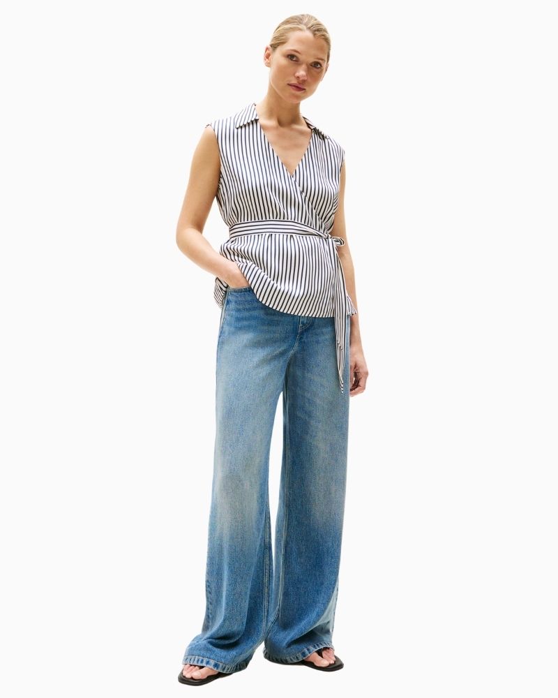 Viscose twill wrap blouse styled for smart casual wear