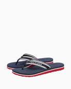 Navy Tommy Hilfiger webbing summer sandals paired view on white background – Áines Boutique