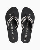 Black Tommy Hilfiger flip-flop sandal angled top view – Áines Boutique