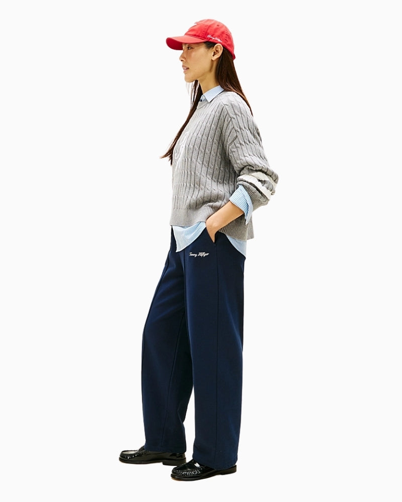 Side view showing relaxed fit and front seam detail